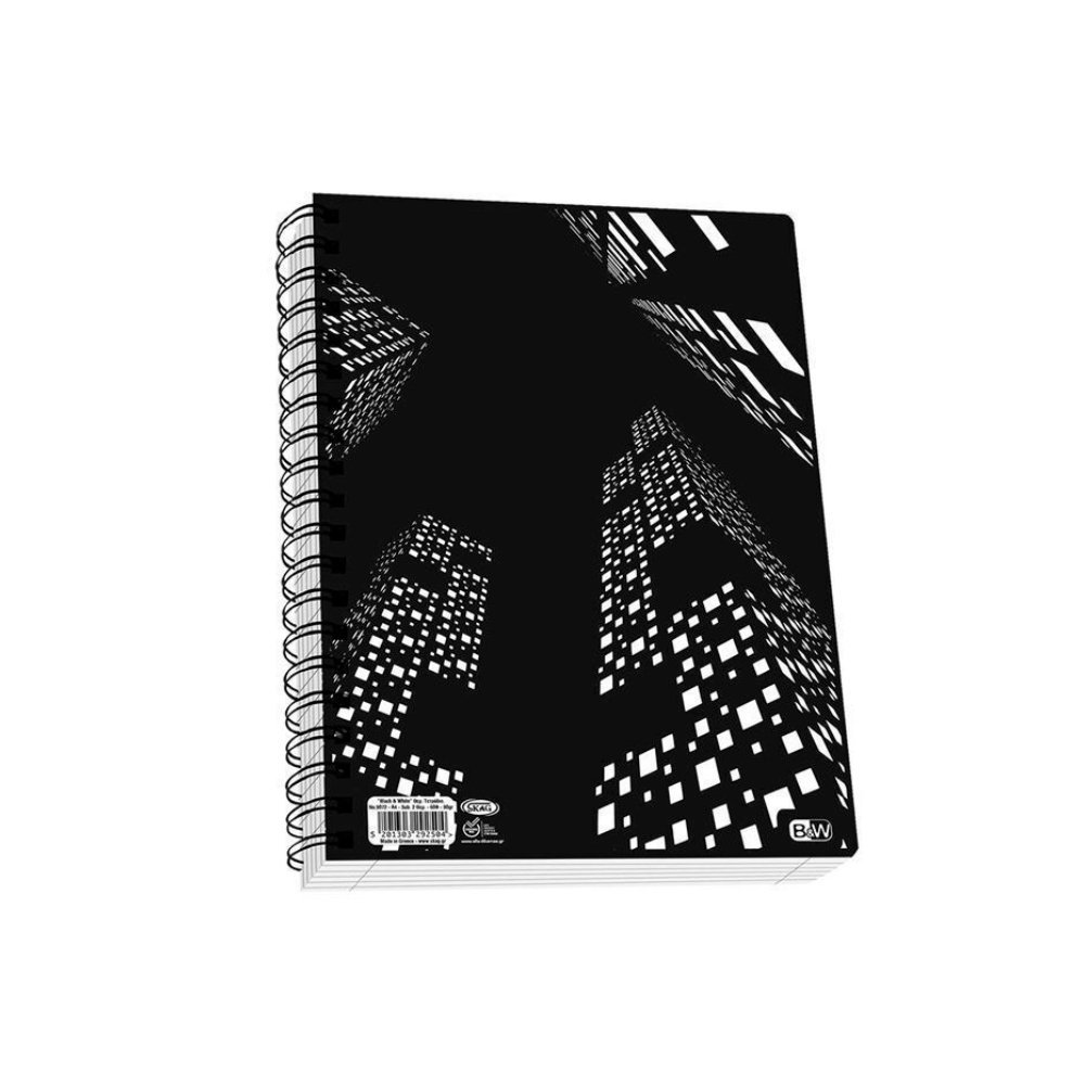 SKAG ΤΕΤΡΑΔΙΟ ΣΠΙΡΑΛ Α4 4Θ BLACK & WHITE - Image 4