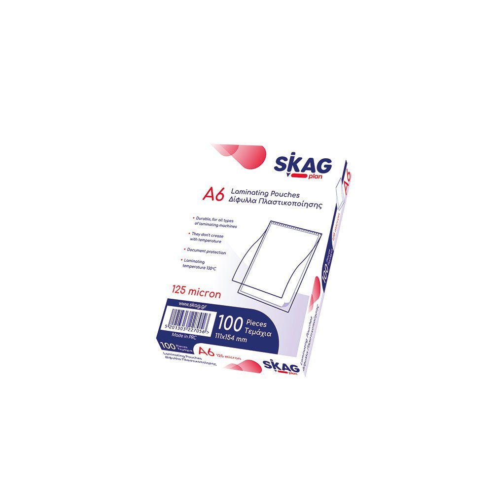 SKAG ΔΙΦΥΛΛΑ ΠΛΑΣΤΙΚΟΠΟΙΗΣΗΣ PP Α6 125mic 100 ΤΜΧ