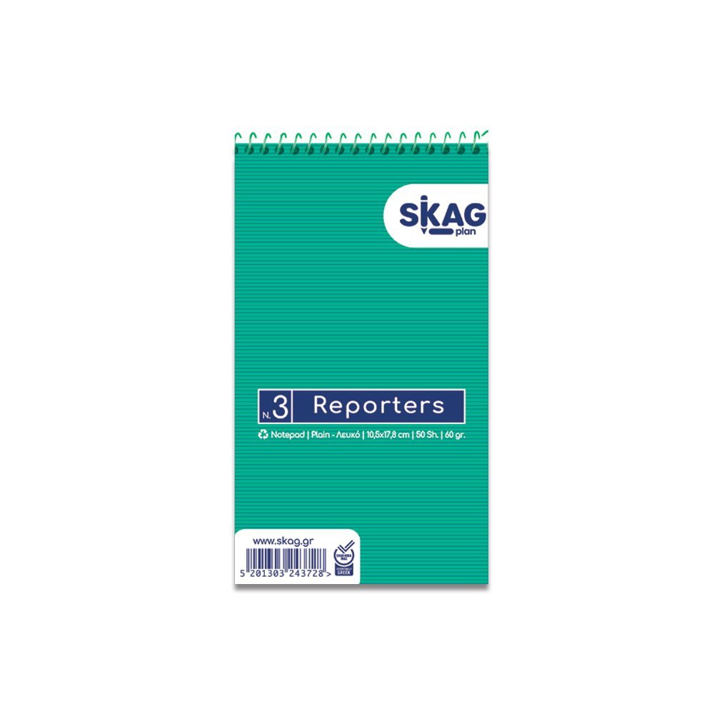 SKAG ΜΠΛΟΚ ΣΠΙΡΑΛ ΣΗΜΕΙΩΣΕΩΝ ΛΕΥΚΟ 11X18 50Φ Νο3